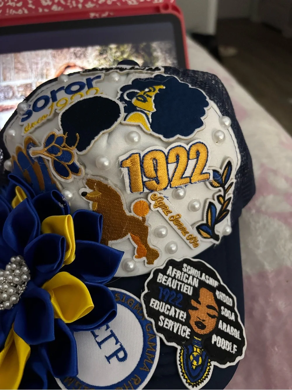 Custom Navy and Gold Sorority Cap - Creative AF